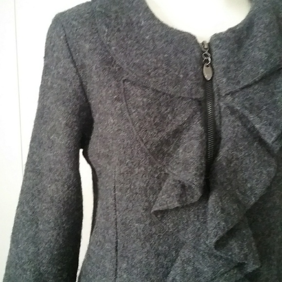 Elena Solano Charcoal Gray Boiled Wool Jacket - Picture 4 of 7